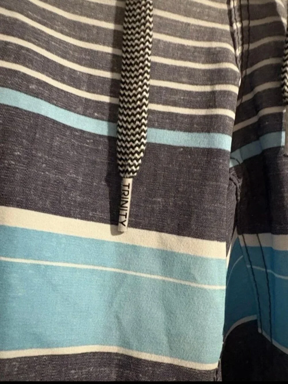 Trinity Collective Men's Board Shorts Gray And White Striped  Swim Shorts